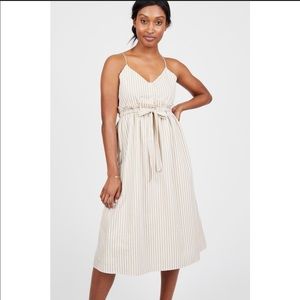 Line and Dot Paper Bag Waist Dress with Tie